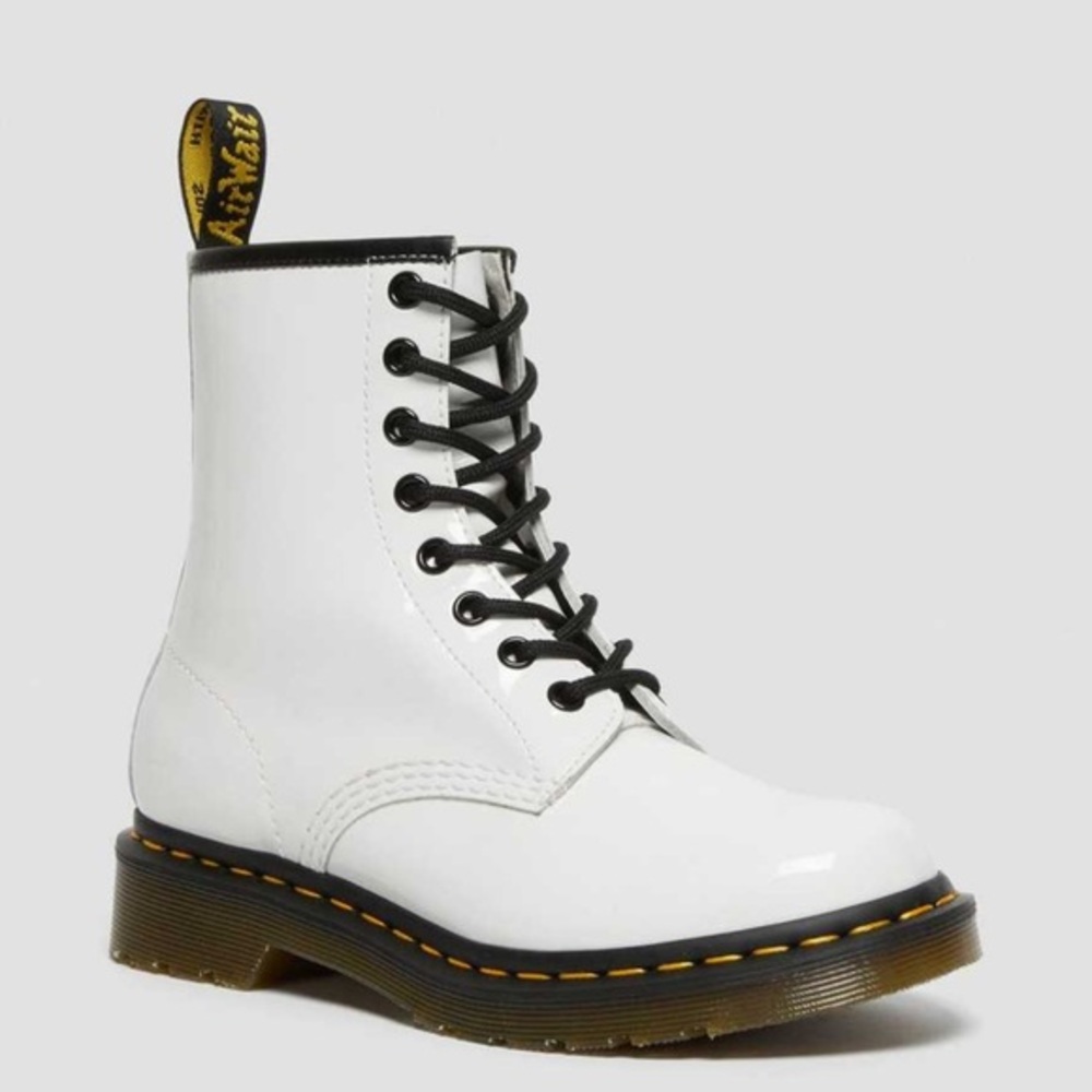 Dr. Martens Women's 1460 Patent Leather White  Boots Sz 10